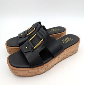Franco Sarto Hesta Women's Wedge Sandal Slip-On Black Size US10M EU41